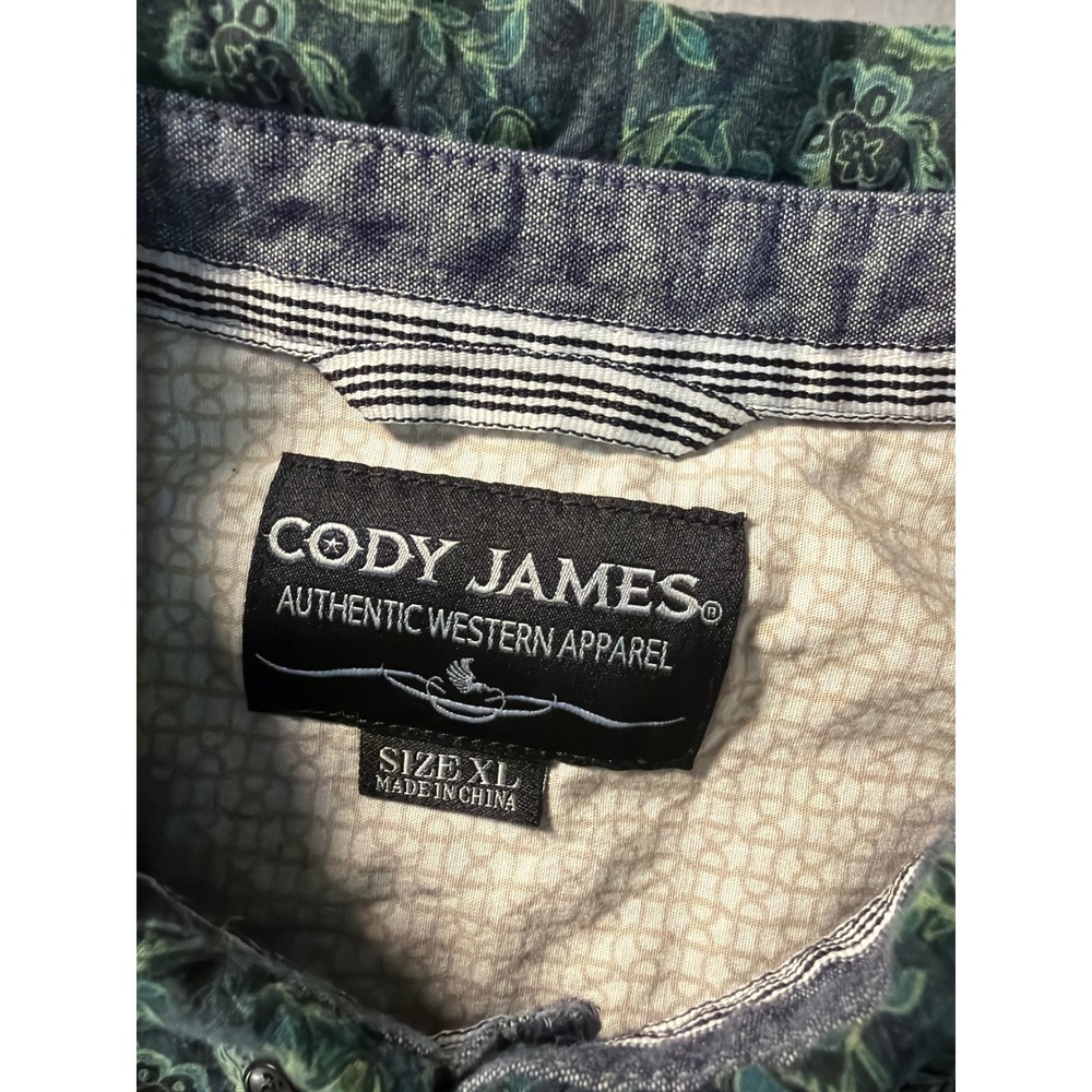 Cody James Button Down Shirt Mens XL Green Paisley Western Long Sleeve Cotton - Picture 5 of 7